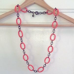 J.Crew Coral Resin Brass Link Necklace